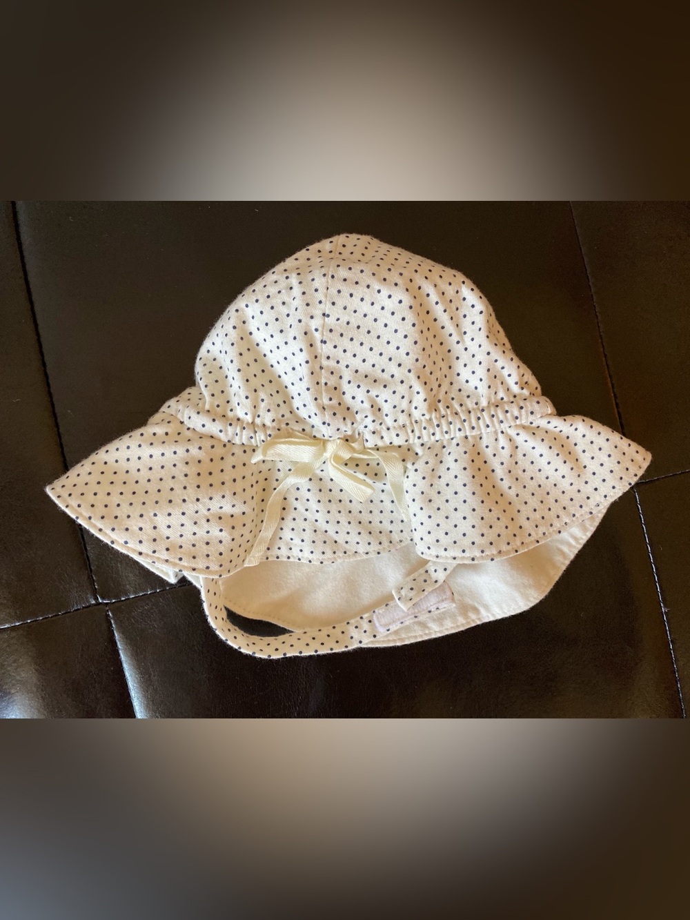 Kids Polka Dot Sun Hat with Bow - White